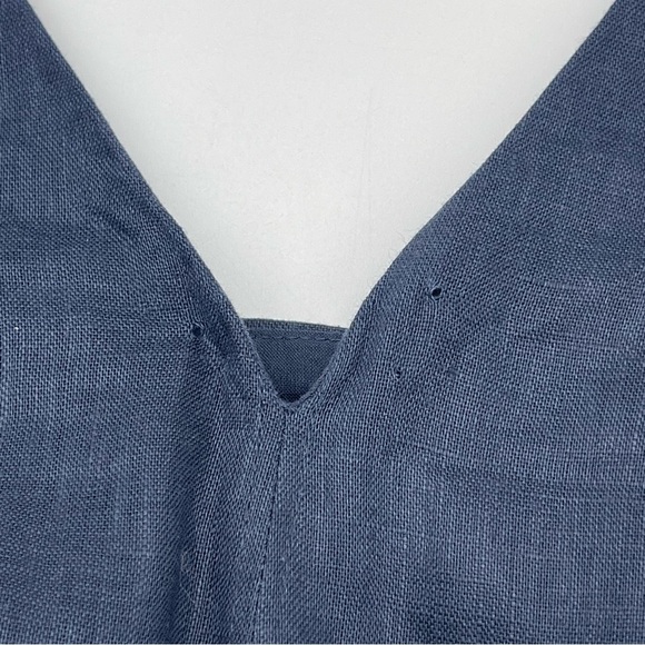 REISS Kay Tie Detail Navy Linen MIDI Dress Size 12 Quiet Luxury Preppy Wedding - Picture 16 of 16